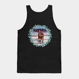 Horse Photo in Christmas Wreath Tank Top